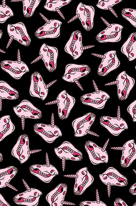 #Cartoon #Unicorn #Skulls (pink) Gothic Pink Wallpaper, Cute Gothic Wallpaper, Wallpaper Unicorn, Goth Wallpaper, Gothic Wallpaper, Cartoon Unicorn, Dark Makeup, Pastel Goth, Dress For Sale