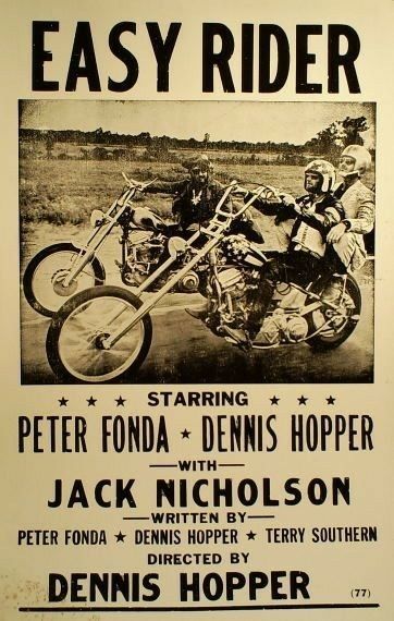 Easy Rider (1969) Peter Fonda, Dennis Hopper, Jack Nicholson Biker Movies, French Film, Dennis Hopper, Septième Art, I Love Cinema, Classic Movie Posters, Cinema Posters, Jack Nicholson, Easy Rider