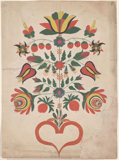 Drawing (Tree-like Flower) Pennsylvania Dutch Art, Dutch Culture, Drawing Tree, German Folk, Arte Folk, Folk Art Flowers, Folk Design, Pennsylvania Dutch, Scandinavian Folk Art