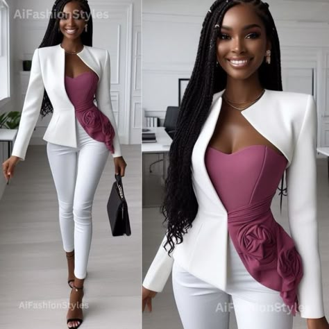 Corporate Wears, Corporate Gowns, Colorful Clothes, 2piece Outfits, Chic Dress Classy, Classy Outfits For Women, Professional Outfits Women, Stylish Work Attire, Woman Suit Fashion