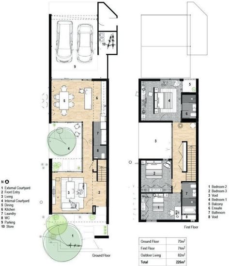 3 Bedroom Villa Floor Plans, Shop House Layout, Tropical Villa Floor Plan, 2 Bedroom Villa Floor Plan, Tropical House Floor Plan, Tropical Small House, Narrow House Designs, Narrow House Plans, Modern Tropical House