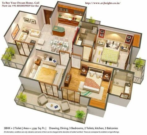 Blueprints House, Three Bedroom House Plan, 3d Floor Plan, 3d House Plans, Three Bedroom House, House Floor Design, Sims 4 House Design, Apartment Floor Plans, Home Design Floor Plans