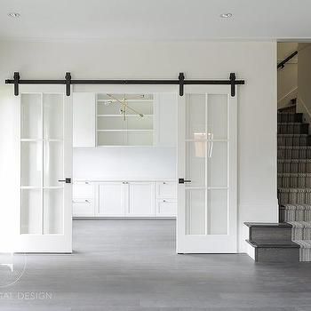 Den Library, Sliding French Doors, Library Office, Kabinet Dapur, Kitchen Remodel Ideas, Sliding Doors Interior, White Doors, Plywood Furniture, Modern Farmhouse Plans