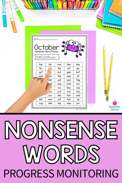 These nonsense word fluency worksheets include word lists for all short vowel sounds with CVC words. Send them home with students for parents to use for practice. #kindergartennonsensewords #firstgradenonsensewords #nonsensewordgames #nonsensewordspractice #teachermood Nonsense Words Activities, Nonsense Word Fluency Activities, Nonsense Word Activities, Nonsense Word Games, Cvc Word Fluency, Fluency Worksheets, Nonsense Words Fluency, Literacy Centres, Short Vowel Sounds