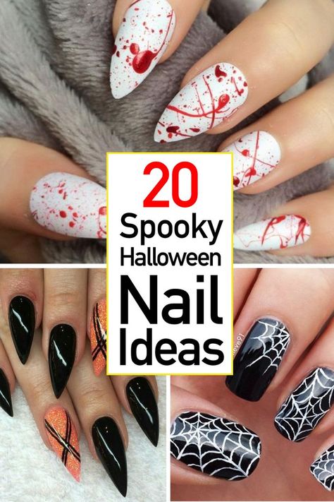 Acrylic And Gel Nails, Shattered Glass Nails, Candy Corn Nails, Blood Nails, Halloween Nail Ideas, Halloween Nails Diy, Holloween Nails, Halloween Nails Easy, Witchy Nails