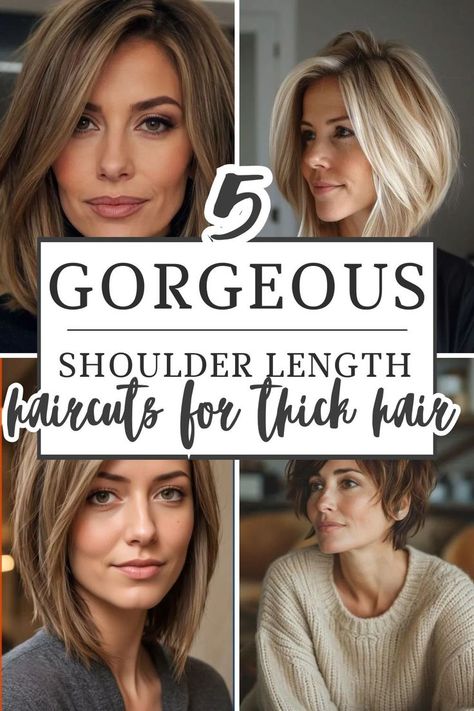 These shoulder length haircut ideas are perfect for fall! Haircuts For 2023 Women Medium, Haircuts For Shoulder Hair Length, Straight Thick Shoulder Length Hair, Shoulder Length Hair For Brunettes, Fall Medium Haircuts, Single Layer Haircut Shoulder Length, Just Below Shoulder Haircut, Tousled Shoulder Length Hair, Shoulder Length Hairstyles Thick Hair