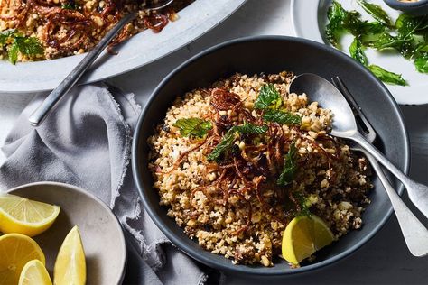 Middle Eastern cauliflower rice with lamb mince Middle Eastern Cauliflower, Meat For Dinner, Lamb Mince Recipes, Healthy Recipes For Breakfast, Cauliflower Risotto, Healthy Cheesecake, Healthy Meal Ideas, Australia Food, Beef Salad