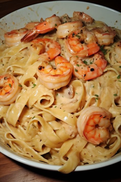 One Pot Shrimp Alfredo, Shrimp Fettuccine Alfredo Recipe, One Pan Shrimp Fettuccine Alfredo, Frozen Pre Cooked Shrimp Recipes, Fetuccini Alfredo, Shrimp Pasta Recipes Easy, Shrimp Fettuccine Alfredo, Shrimp Fettuccine, Pan Shrimp