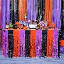 Halloween Party Backdrop, Halloween Office Party, Black Party Decorations, Decorations For Halloween, Halloween Party Table, Table Skirts, Round Table Decor, Halloween Party Decorations, Tafel Decor