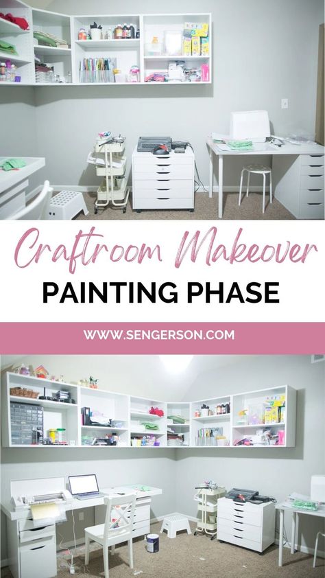 Planning to paint your craft room to get the light and airy vibes? If so, I’m sharing my painting craft room ideas in this blog. #WorkSpaces #Diy #PaintingReveal Colors Organization, Behr Marquee Paint, Craft Room Makeover, Craft Room Ideas, Beadboard Wainscoting, Diy Porch Decor, Craft Shed, Room Wall Colors, Diy Home Accessories