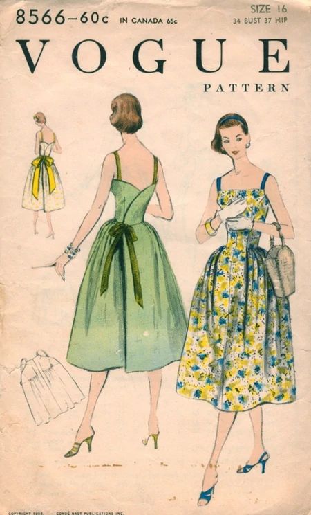 50s Vogue, 60s Vintage Fashion, Sundress Pattern, Vintage Vogue Patterns, 1950s Sewing Patterns, Vintage Vogue Sewing Patterns, Patron Vintage, Vogue Vintage, Origami Fashion