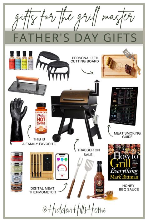 Father’s Day gift ideas for the grill-master! If your dad loves to be outside and have a BBQ, here are a few gift ideas he’ll love! From a Traeger grill to a digital meat thermometer, there’s a lot of great gift options for dad. Fathers Day Gifts Ideas Bbq, Bbq Gifts For Men, Grilling Gifts For Men, Bbq Gift Basket Ideas, Gifts For Grillers, Grill Gift Basket, Basketball Bedroom, Honey Bbq Sauce, 2 Piece Sectional Sofa