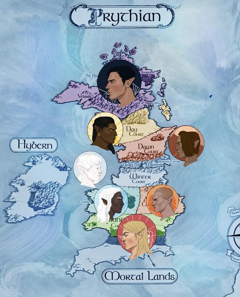 Map of Prythian with each Court and its High Lord - Rhys, Helion, Thesan, Kallias, Tarquin, Beron, and Tamlin>>> their courts are the colors of their eyes Sarah Maas, Alphonse Daudet, Sara J Maas, Feyre And Rhysand, A Court Of Wings And Ruin, Sarah J Maas Books, A Court Of Mist And Fury, Book Tv, Throne Of Glass