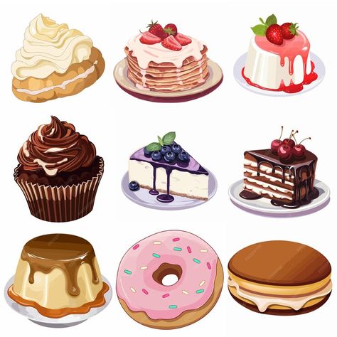 #clipart #desserts #eps Dessert Clipart, Premium Vector, Graphic Resources, Clip Art, Dessert, Fruit, Art