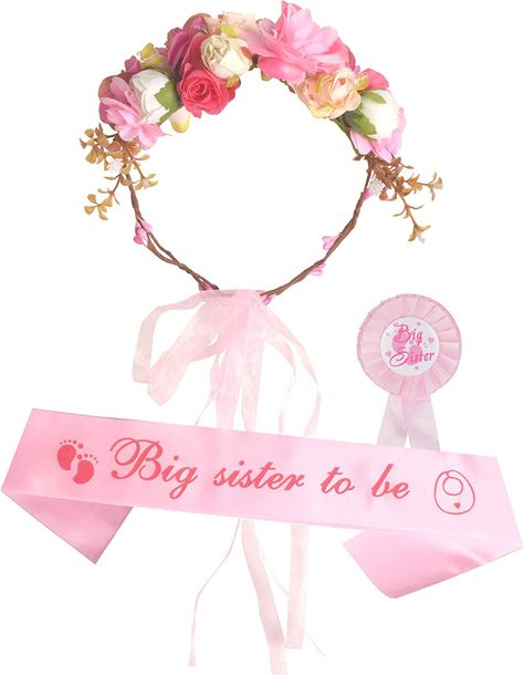 Big Sister To Be, Party Tiara, Baby Shower Sash, Promoted To Big Sister, Big Sisters, Big Sister Gifts, Idea Gift, Pink Themes, Baby Sister