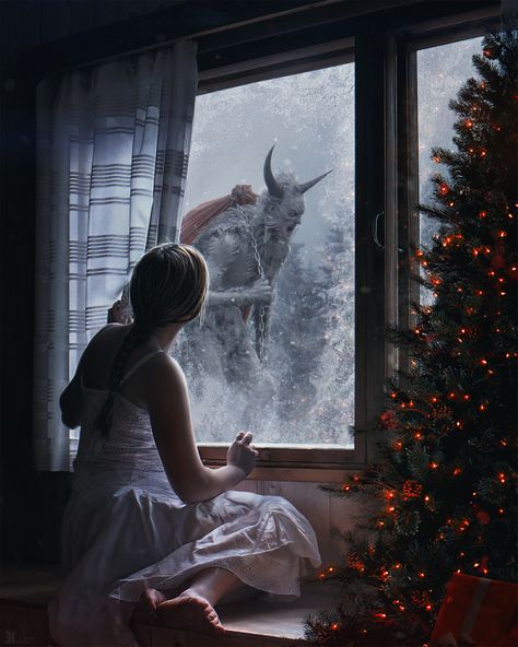 Creepy Christmas, Dark Christmas, Scary Art, Creepy Art, Fantasy Concept Art, Arte Fantasy, Urban Fantasy, Monster Art, Alam Yang Indah