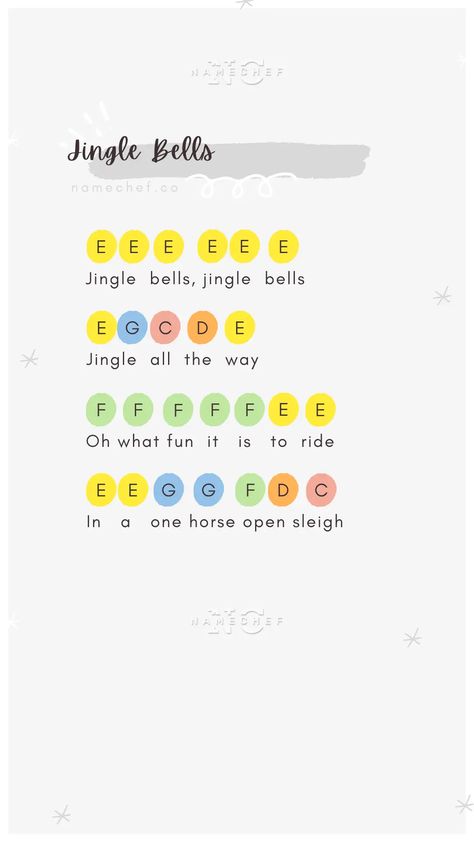 Jingle Bells Lyrics | NameChef Hand Bell Songs, Xylophone Notes, Jingle Bells Piano, Jingle Bells Lyrics, Hand Bell Music, Christmas Music Lesson, Music Preschool, Piano Music For Kids, Kids Xylophone