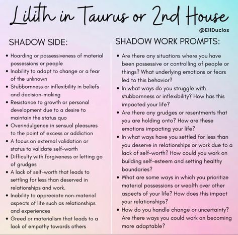 Lilith In 2nd House, Lilith Journal Prompts, Taurus Lilith Aesthetic, Lilith In Taurus Aesthetic, Taurus Lilith, Lilith In Taurus, House Binder, Hoodoo Witch, Lilith In Scorpio