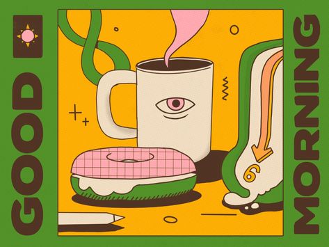 Weekly Inspiration, Coffee Illustration, 카드 디자인, Design Fields, Food Illustrations, Graphic Design Posters, Graphic Design Inspiration, Design Inspo, Sake