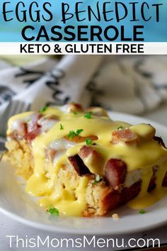 Keto Eggs Benedict, Brunch Favorites, Benedict Breakfast, Keto Eggs, Lchf Breakfast, Benedict Casserole, Eggs Benedict Casserole, Keto Savory, Easy Hollandaise