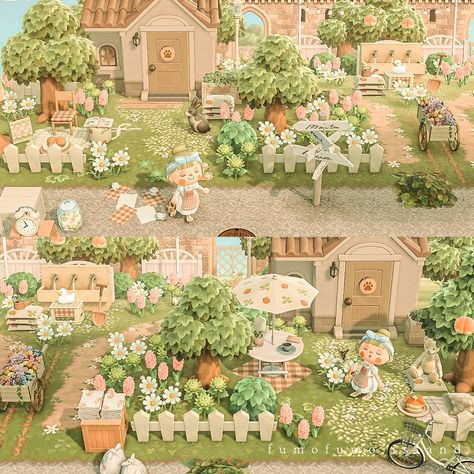 Acnh Grandmacore, Springcore Acnh, Acnh Museum, Cottagecore Acnh, Acnh Springcore, Cottagecore Animal Crossing, Orange Farm, Acnh Cottagecore, Acnh Inspiration