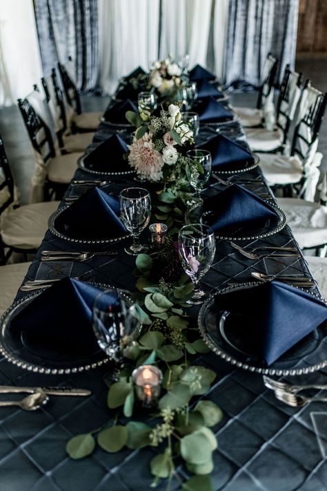 Dark Blue Wedding Theme, Corpse Bride Wedding, Midnight Blue Wedding, Navy Blue Wedding Theme, Blue Wedding Ideas, Dark Blue Wedding, Dark Wedding Theme, Blue Wedding Decorations, Starry Night Wedding