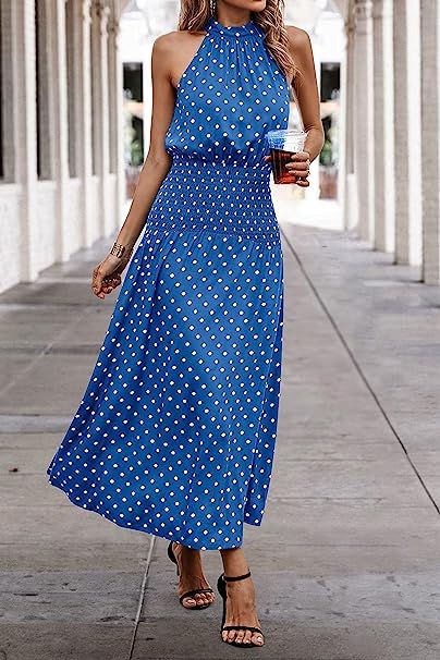 #dresses#maxi#summer dress#halter neck maxi Halter Neck Maxi Dress, Long Beach Dress, Full Dress, Summer Boho, Polka Dress, Career Dress, Long Summer Dresses, Boho Summer, Floral Sleeveless