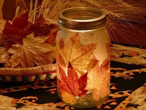 15 Fabulous Fall Leaf Crafts for Kids Leaf Crafts Kids, Fall Crafts Decorations, Diy Wedding Favors Cheap, Fall Candle Holders, Autumn Leaves Craft, Leaf Candle Holder, Candle Projects, Diy Leaves, Fun Fall Crafts