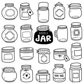 Free Vector | Jam containers Jar Of Jam, Zestaw Ikon, Doodle Books, White Jar, Container Design, Easy Doodles Drawings, Ipad Art, Doodle Art Designs, Kawaii Doodles