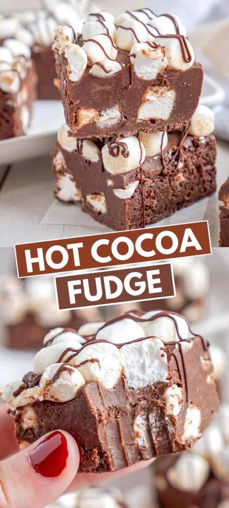 Hot Cocoa Fudge, Hot Chocolate Fudge Recipe, Flavored Fudge, Cocoa Fudge, Cranberry Fudge, Hot Chocolate Fudge, Homemade Fudge Recipes, Microwave Fudge, Fudge Recipes Chocolate