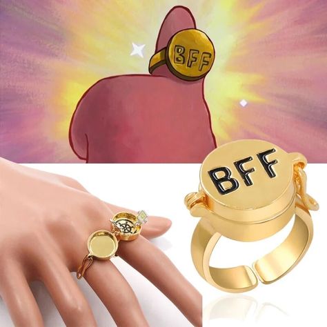 Spongebob Ring, Cartoon Friendship, Anime Bff, Cartoon Spongebob, Forever Ring, Best Friend Forever, Forever Rings, Best Friend Birthday, Takara Tomy