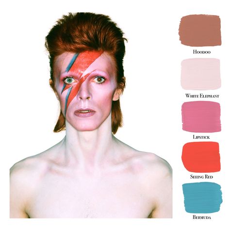 RIP • DAVID BOWIE • Portola Paints - Los Angeles - Color Palette David Bowie Aladdin Sane, Bowie Aladdin Sane, Portola Paint, Aladdin Sane, Magazine Spreads, Magazine Layout Design, Ziggy Stardust, Color Inspo, Magazine Layout