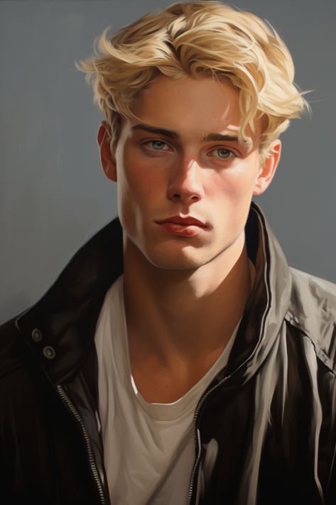 Charming portrait of a Nordic man with blond hair, exuding handsomeness while donning a stylish jacket, epitomizing the gorgeous men of the North Man Pp, Blonde Hair Characters, Blonde Men, Men Blonde Hair, Blonde Hair Green Eyes, Men With Blonde Hair, Character Inspiration Male, Blonde Guys, Fantasy Male