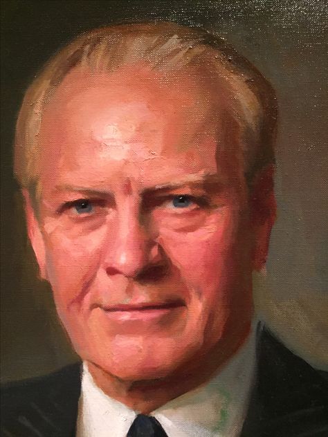 Gerald Ford, artist Everett Raymond Kinstler, 1987 Ww2 Leaders, Portrait Studies, Pencil Colours, Presidential Portraits, Gerald Ford, Sketch Study, Portrait Artists, Betty Ford, Male Portraits