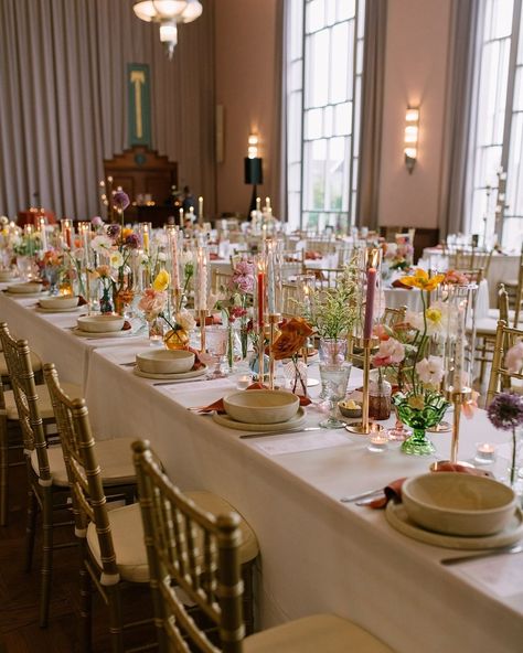 Day or night, this head table is what dreams are made of. Bursting with color, unique bud vases and table settings to die for! Take us back! . . . #headtable #headtabledecor #colorful #realwedding #theknotweddings #civiccenterwedding #okc #wedsocietyofoklahoma #vibe #bridesofok #bridesofinstagram #weddingflowers #placesetting Head Table Decor, Civic Center, Head Table, Wedding Table Settings, Place Settings, Bud Vases, Wedding Table, Real Weddings, Table Settings