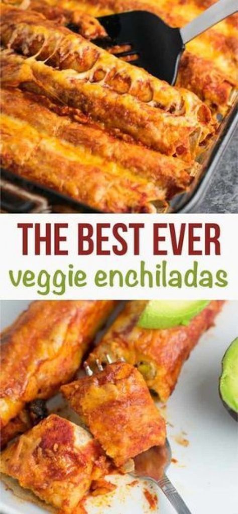 Vegetarian Enchiladas Recipe, Veggie Enchiladas, Paleo Vegetarian, Vegetarian Diets, Vegetarian Enchiladas, Vegetarian Mexican, Enchiladas Recipe, Meatless Dinner, Best Vegetarian Recipes