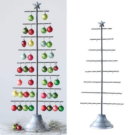 Ornament Display Tree, Metal Ornament Tree, Christmas Jewelry Display, Farmhouse Decor Antique Farmhouse, Ornament Tree Display, Display Tree, Tree Display, Retro Christmas Decorations, Tree Frame