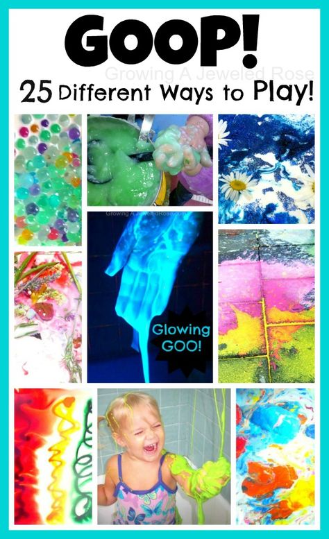 I know Goop as Oobleck (Mix 1 part water with 1.5 to 2 parts cornstarch. Work in more cornstarch if you want a more 'solid' oobleck. It will take about 10 minutes of mixing to have it settle just right. Steam Projects, Sensory Table, Educational Activities For Kids, Art And Crafts, Preschool Science, Kids Sensory, Messy Play, Children's Art, Toddler Fun