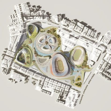 Gallery - National Stadium and Sports Village / LAVA - 5 Stadium Architecture, Urban Landscape Design, Stadium Design, Sport Park, National Stadium, Site Plans, Landscape Architecture Design, Sports Complex, Addis Ababa