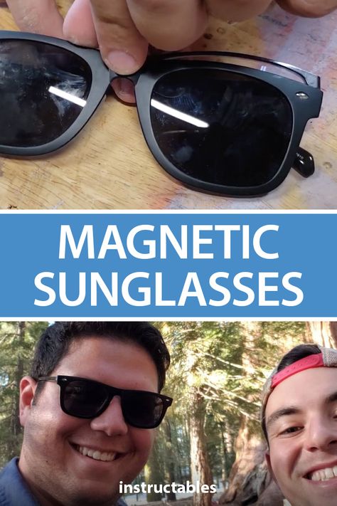 Use a cheap pair of sunglasses and magnets to easily make your own magnetic sunglasses that fit on your existing prescription pair. #Instructables #upcycle #fashion #accessory #outdoors #summer #costume Pair Toppers, Transition Glasses, Summer Costume, Diy Sunglasses, Toppers Diy, Metal Frame Glasses, Assistant Director, Small Glasses, Designer Shades