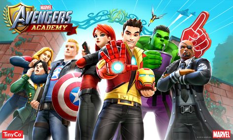 ArtStation - Avengers Academy Launch Key Art, David Nakayama Marvel 80s, Marvel Academy, Marvel Avengers Academy, David Nakayama, Wallpaper Avengers, Avengers Games, Avengers Academy, Ben Johnson, Manga Ideas