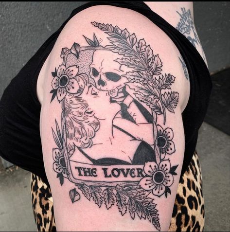 Tarot Lovers Tattoo, Tarot Card Tattoos The Lovers, The Lover Tattoo Tarot, Lover Tarot Cards Tattoo, The Lovers Tarot Card Tattoo Sleeve, Lover Tarot Cards, The Lover Tarot, Tarot Cards Tattoo, The Lovers Tarot Lesbian Tattoo