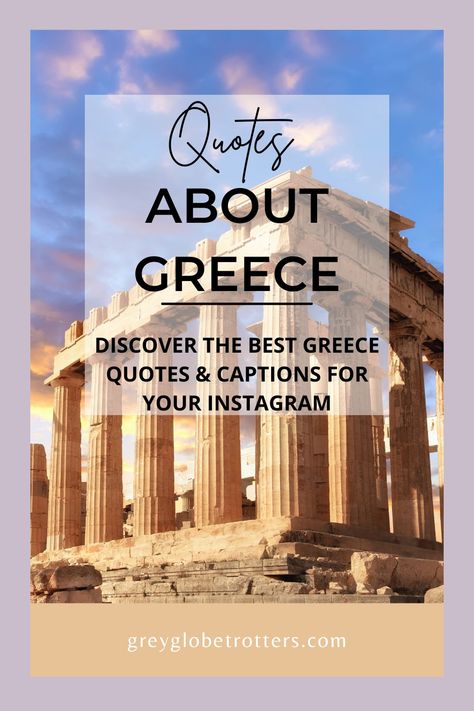 Discover the best Greece Quotes and Greece captions for Instagram Greek Captions Instagram, Greece Instagram Captions, Greece Captions, Greece Quotes, Holiday In Greece, Acropolis Greece, Quotes Greek, Greek Travel, Tiny Quotes