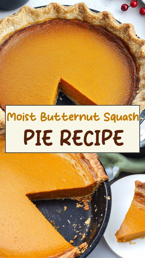 Indulge in the cozy flavors of fall with a delicious butternut squash pie. This recipe is the perfect combination of sweet and savory, creating a delectable dessert that will impress your friends and family. Treat yourself to a slice of this warm and comforting pie, topped with a dollop of whipped cream for an extra touch of decadence. Squash Pie Recipes Butternut, Yellow Squash Pie, Butternut Squash Pie Recipe, Squash Pie Recipes, The Best Pumpkin Pie, Butternut Squash Pie, Pumpkin Pie From Scratch, Classic Pumpkin Pie Recipe, Butternut Squash Cinnamon