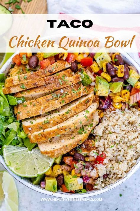 Chicken Chickpea Quinoa Bowl, Chicken Quinoa Skillet Recipes, Chicken Quinoa Veggie Bowl, Salad With Quinoa And Chicken, Healthy Chicken Quinoa Bowls, Quinoa Lunch Recipes Chicken, Healthy Chicken Veggie Rice Bowl, Bbq Chicken Quinoa Bowl, Buffalo Quinoa Bowl