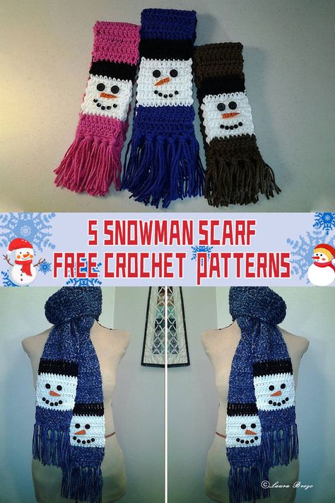 Snowman Scarf Pattern, Christmas Scarf Pattern, Christmas Scarf Crochet, Diy Crochet Scarf, Crochet Scarf Pattern Free Easy, Scarf Crochet Patterns, Diy Fall Ideas, Crochet Scarf Easy, Crochet Christmas Hats