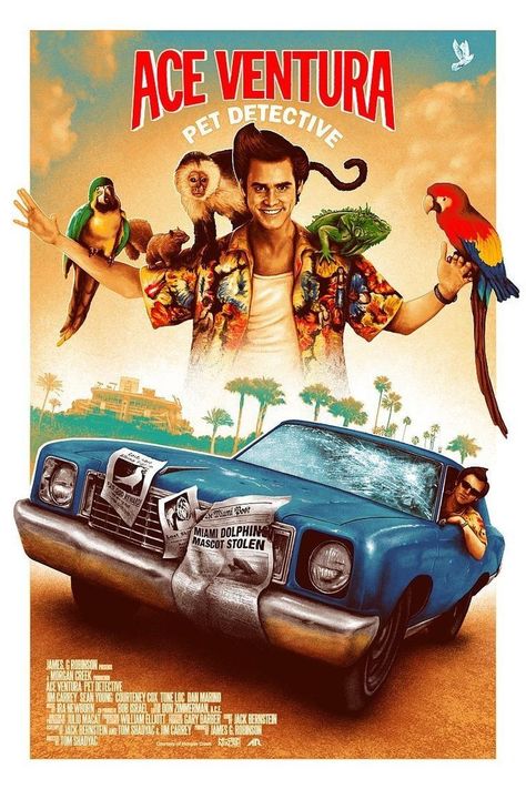 Ace Ventura Pet Detective (1994) 90s Comedy Movies, Ace Ventura Pet Detective, Pet Detective, Man Eating, Ace Ventura, Movie Posters Design, Jim Carrey, Alternative Movie Posters, Movie Poster Art