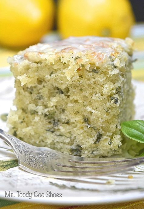 Basil Cake, Food Sampling, Citrus Recipes, Basil Recipes, Vanilla Cake Mixes, Lemon Basil, Vanilla Cake Recipe, Fair Projects, Just Cakes