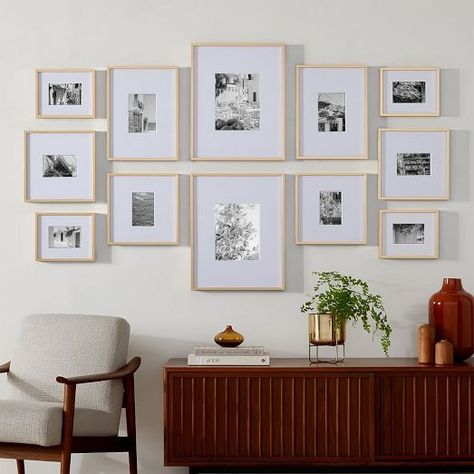 Picture Frames: Tabletop & Wall Frames | West Elm Gallery Wall Size Guide, Gallery Wall Sizes, Wall Layout, Modern Picture Frames, Gallery Wall Layout, Modern Pictures, Gallery Wall Frames, Artists For Kids, Wall Frames