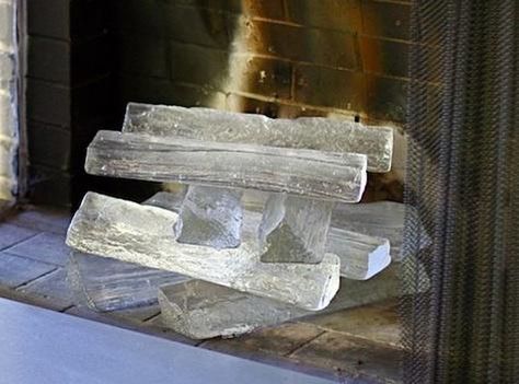 Accessories: Glass Fireplace Logs by Jeff Benroth - Remodelista Mantle Makeover, Fireplace Logs, Glass Fireplace, Fire Places, Big Art, Fireplace Ideas, Cabin Fever, White Tiles, Fireplace Design